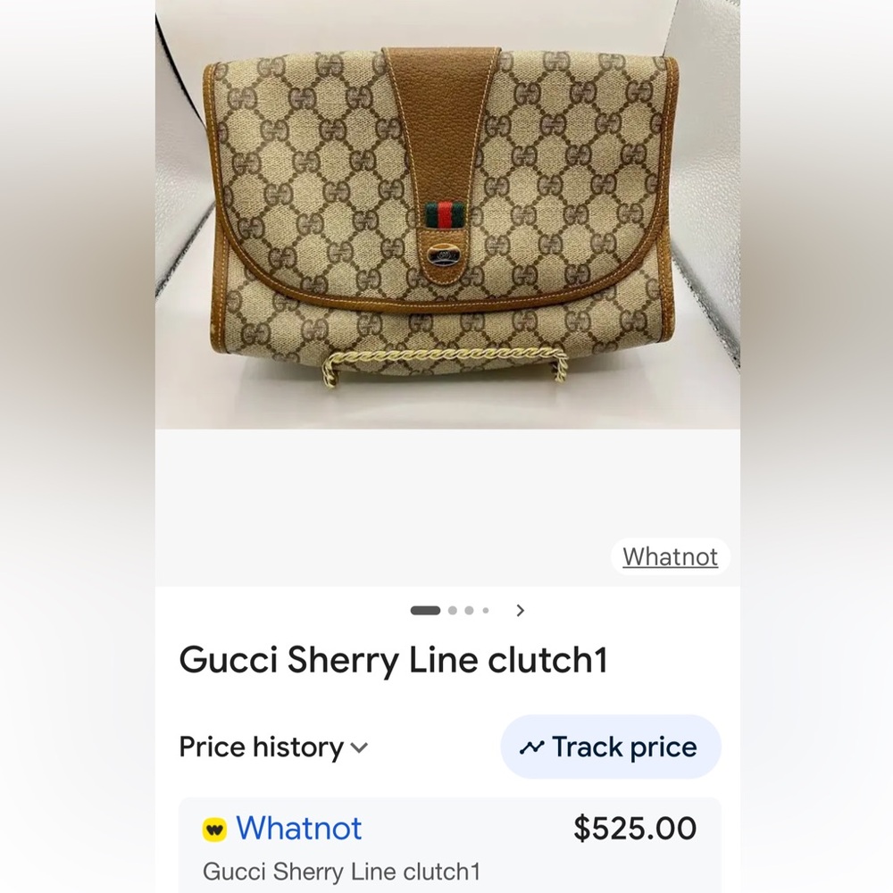 Gucci Ladies Sherry Line Monogram Clutch/Shoulder bag-VINTAGE - Picture 14 of 16